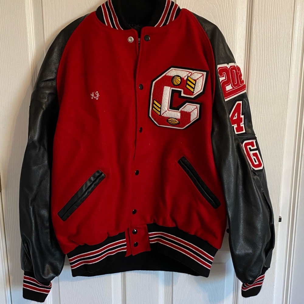 Red and Black Varsity Jacket Size XLarge- salesman sample, never worn